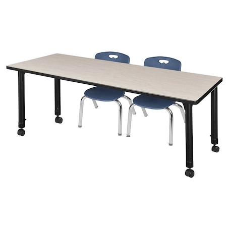 Regency Tables > Height Adjustable > Rectangular Mobile Table & Chair Sets, 60 W, 24 L, 23-34 H, Maple MT6024PLAPCBK45NV